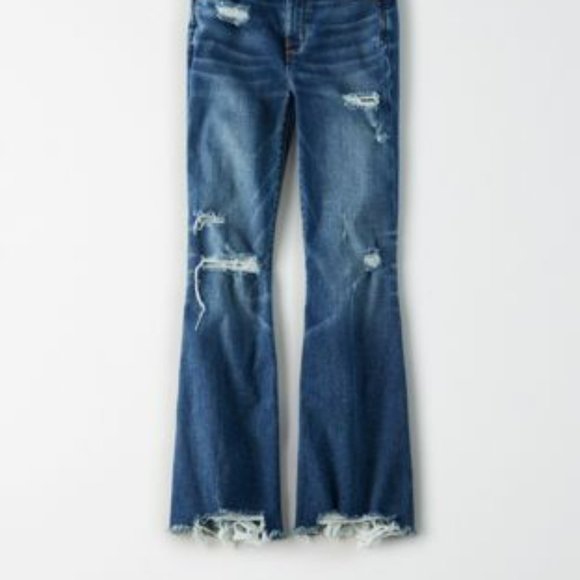 ISO American Eagle High Waist Cropped Flare Super Stretch size 16 Long - Picture 2 of 2